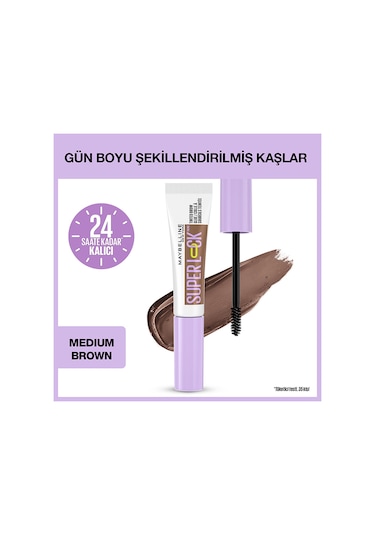 Maybelline New York Super Lock Brow Glue Kaş Sabitleyici Maskara Medium Brown