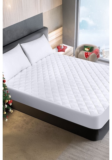 %100 Mikrofiber Kapitone Yatak Koruyucu Alez Full Kenar Çarşaf Fitted Tek Çift Battal Bebek Beyaz