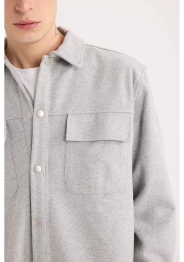 DeFacto Relax Fit Oduncu Basic Düz Uzun Kollu Gömlek Ceket A6876AX24AUGR91