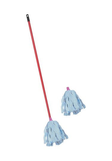 Standart Mop Temizlik Kovalarıyla Uyumlu Sap Ve Paspas Seti, 120cm Vidalı Metal Sap + 2 Adet Paspas