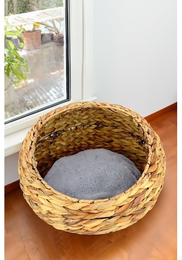 Digithome Hasır Kedi Köpek Yatağı İç Minderli 48 CM