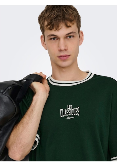 Only & Sons Classiques Caspian Erkek Yeşil Tişört 22037720-pgrv