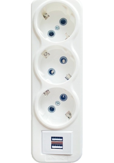 Far F-08 2 Usbli 3Lü Golyat Fiş Priz