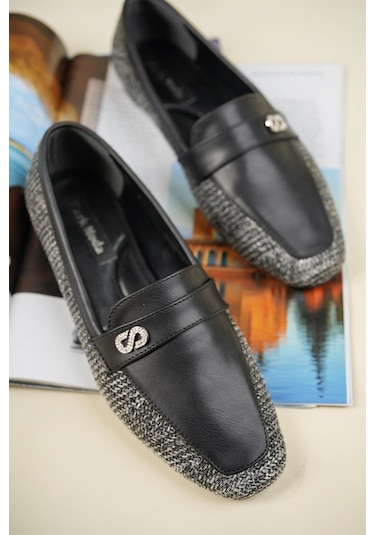 Hasır-Cilt Garnili Babet Siyah-Siyah