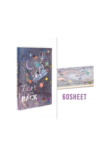 Simli Ve Sulu Kapaklı Desenli A5 Defter Karma