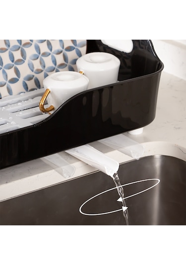 Porsima Akl-060 Siyah Lüks Tabaklık Bulaşıklık Su Akıtma Kanallı Siyah
