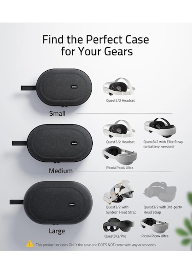 Large Sert Taşıma Çantası Meta Quest 3s/3/oculus 2/pico 4 Uyumlu Siyah M42-bm