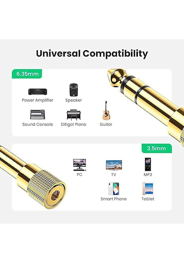 Primex Px-4458 6.3 Mm Erkek To 3.5 Mm Dişi Çevirici Dönüştürücü Jack Adaptörü, 6.3mm Ses Koonektör