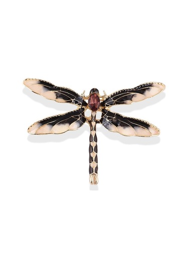 Sones Retro Yağ Damlayan Emaye Yusufçuk Broşu Siyah