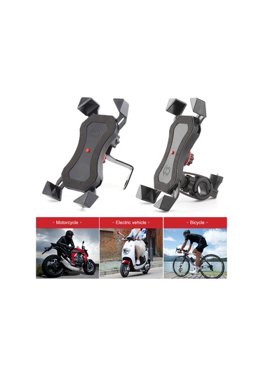 Dianziye Bisiklet, Motosiklet Ve Elektrikli Araçlar İçin Dayanıklı Abs Telefon Tutucu - 4 Tırnaklı Ekran Koruyucu, Navigasyon Ve Şarj Uyumlu Sürüş Seti Siyah