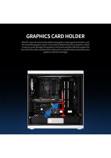 Pazly Bilgisayar Standı Gm961 Alüminyum Dikey Grafik Kartı Tutucu, Masaüstü Kasa Jakı Braketi, Gümüş/kırmızı/siyah Renk Seçenekleri