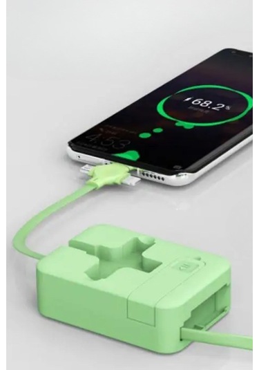 Zmc Bilişim Cep Tipi Telefon Tutuculu Makaralı Uzayıp Kısalabilen 3'ü 1 Arada Usb Şarj Kablosu