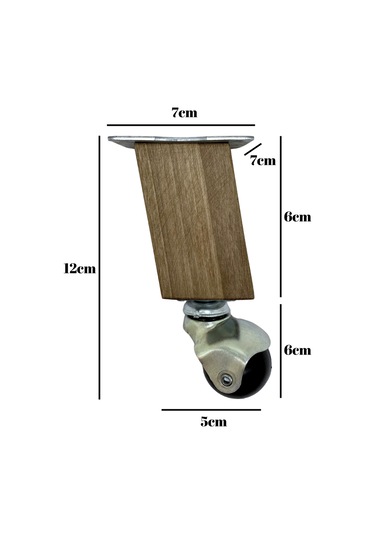 Kale Ahşap Eğimli Top Tekerli Ayak Mobilya Sehpa Tekerli Ayağı 12cm 1 Adet K. Ceviz Ceviz Ağacı Ceviz