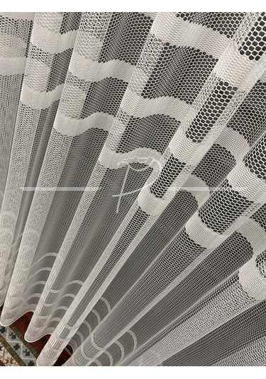 Tül Perde Fileli Örme Geniş Petek Dokulu Ütü Sevmez Kırık Beyaz