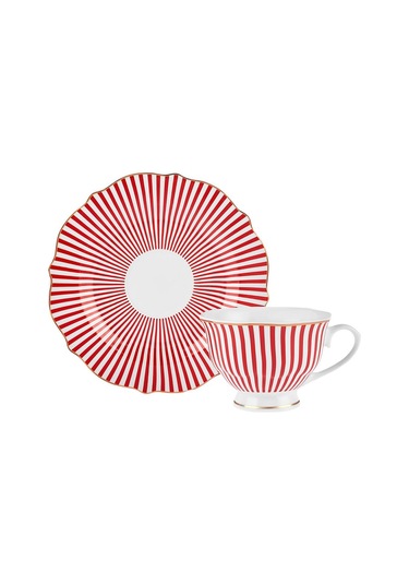Karaca  New Romantic İnce Çizgili Çay Fincanı 220 ml Kırmızı