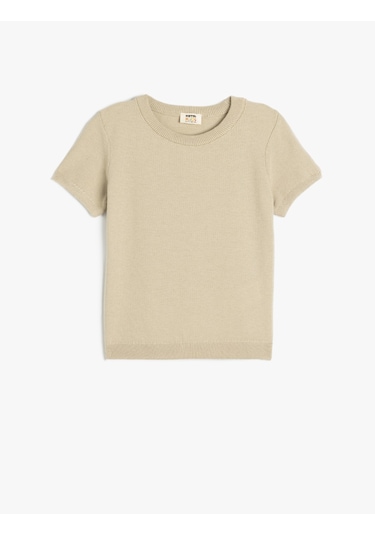 Koton Kısa Kollu Bisiklet Yaka Basic Triko Kazak Bej 5skb90006tt Ekru