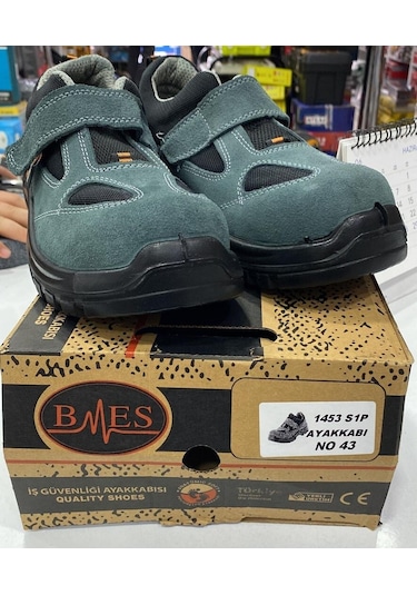 Bimes 1453 S1p Süet Çelik Burunlu İş Ayakkabısı No:40 Gri - Siyah