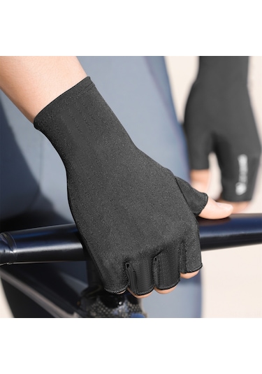 Vkemall Yaz Bisiklet Eldiveni Yarı Parmaklı Erkek Kadın, Kayganlık Önleyici Amortisörlü Nefesli L Beden Tatil Kırmızısı