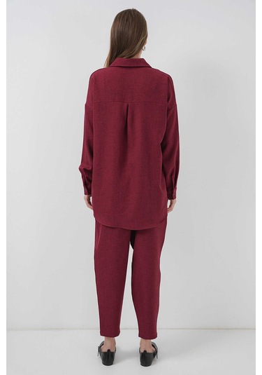 Gabria Keten Ön Düğmeli Takım Bordo