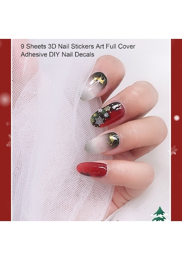 Yifomall Noel Temalı 3d Tırnak Sanatı Sticker Seti - 9 Farklı Desen Ve Mini Tırnak Törpüsü İçeren Dıy Manikür Kit