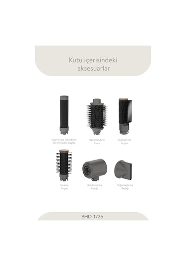 Sinbo SHD-1725 Pro Compact BLDC Motorlu 6 in 1 Uzun Multi-Styler Saç Şekillendirici