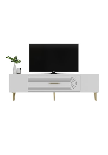 Camilla Tv Sehpası Tv Ünitesi 150 Cm Beyaz Altın