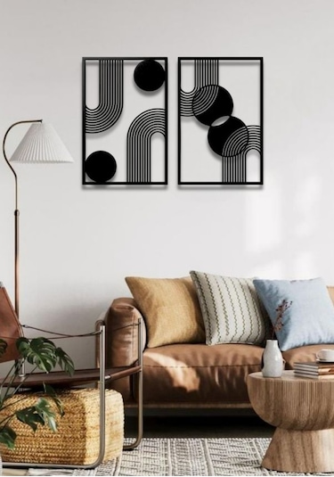 Bohem Stil Minimalist 2 Li Metal Duvar Dekoru Seti