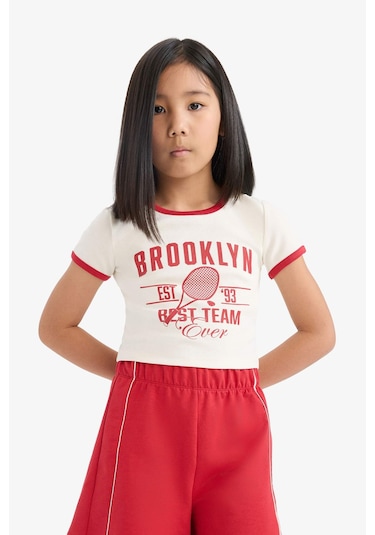 DeFacto Kız Çocuk 2'li Takım Fitilli Kaşkorse Baskılı Kısa Kollu Tişört Beli Lastikli Şort E4756A825HSER140 Ekru DeFacto Kız Çocuk 2'li Takım Fitilli Kaşkorse Baskılı Kısa Kollu Tişört Beli Lastikli Şort E4756A825HSER140 Ekru