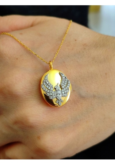 Modagümüşevi 925 Ayar Gümüş Alya Anka Kuşu Kolye 45 CM