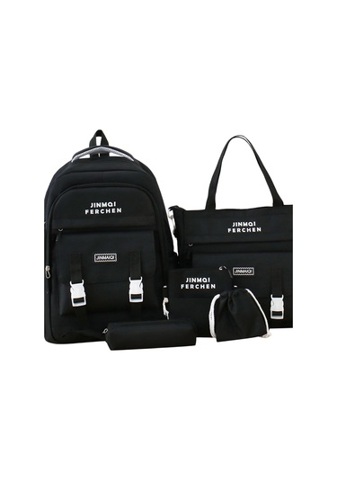 Suntek Okul Çantaları Set Tuval Sırt Çantası Kalem Çanta Siyah