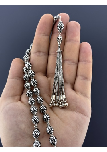 Muri Tesbih 50,8 Gr Gümüş Tesbih Beyzi Kesim 8,50x11,50