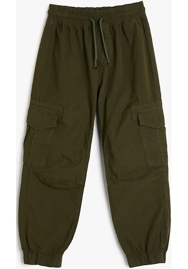 Koton Basic Jogger Pantolon Beli Bağlamalı Pamuklu Haki 4skb40021tw 4SKB40021TW853 Haki