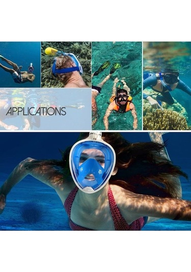 Trendooze Yüz Soleshopping Şnorkel Maskesi, Görüntü Full Face-tam Dalış 180 Cb Altın Çok Renkli