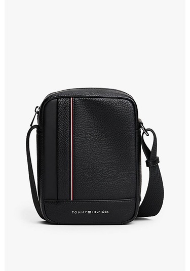 Erkek Dokulu Çapraz Askılı Çanta - Siyah Triple Black