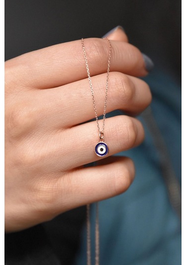 925 Ayar Rose Altın Kaplama Gümüş Nazar Kolye Gümüş