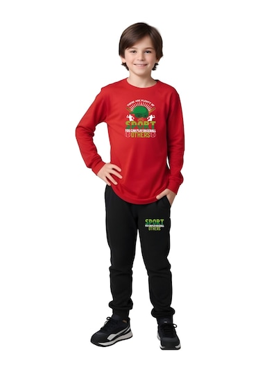 3'lü Erkek Çocuk Baskı Detaylı Sıfır Yaka Alt-üst Takım Çok Renkli