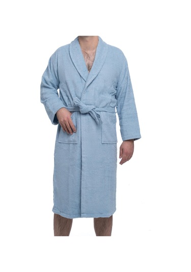 Soley Minerva Extra Yumuşak %100 Pamuk Kadın / Erkek Unisex Bornoz Mavi