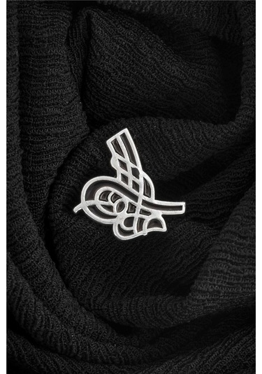 925 Ayar Gümüş Tuğralı Rozet -8062 Gümüş