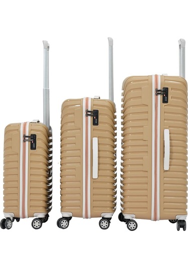 3'lü Set Silikon Kırılmaz Pp Unisex Gold Krem Valiz Pwvlz005 Gold Krem