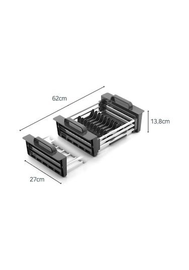 Primanova Candia Genişletilebilir Tezgah ve Lavabo Üstü Bulaşıklı Gri