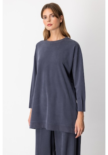 On Kadın Sıfır Yaka Tunik 64308 Lacivert Lacivert