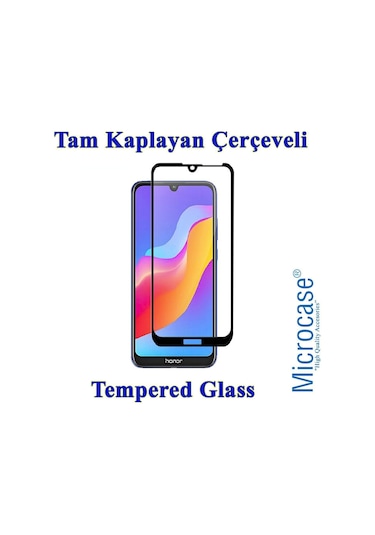 Huawei Y6S 2019 Tam Kaplayan Çerçeveli Tempered Cam - Siyah