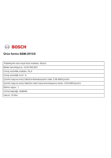 Bosch HUA736EA0T 76 LT Buhar Destekli Ankastre Fırın