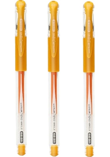 Uniball Signo Needle 0.38 İğne Uçlu Jel Kalem Altın Sarısı Üç Adet