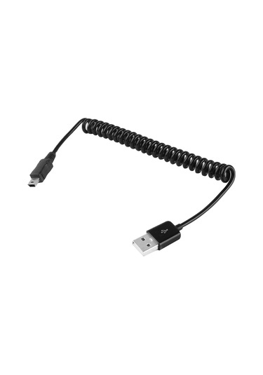 Sones Mini 5-pin Usb - Usb 2.0 Am Sarmal Kablo / Yaylı Kablo, Uzunluk: 25 Cm 80 Cm'ye Kadar Uzatılabilir Siyah