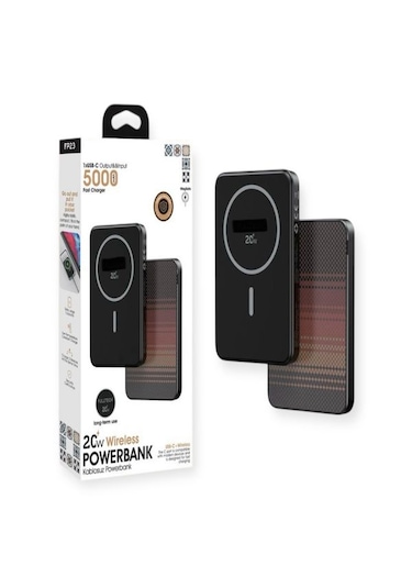 20w Hızlı Şarj Magsafe Powerbank 5000mah Taşınabilir Şarj Cihazı Type-c Giriş/çıkış Siyah