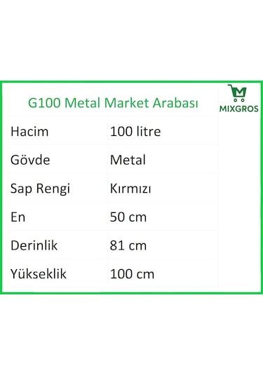 G100 Metal Market Alışveriş Arabası 100 Litre