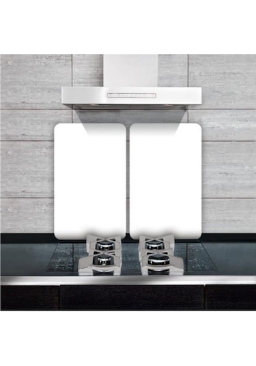 Dekoratif Cam Ocak Koruyucu ve Kesim Tahtası Düz Beyaz 60Cm X 52C