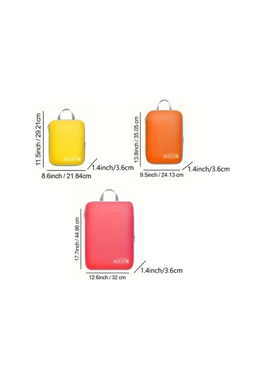 Fochsia 4 Parça Canlı Renk Sıkıştırma Seyahat Organizatörü Çantaları Black Nylon Yıkanabilir Ahşap