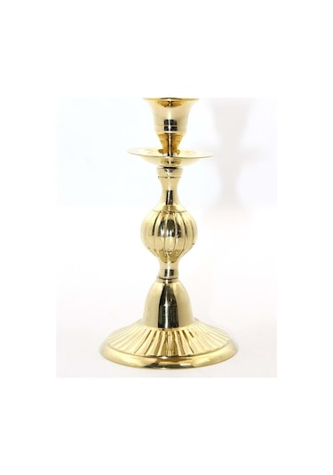 Tekli Pirinç Şamdan Gold